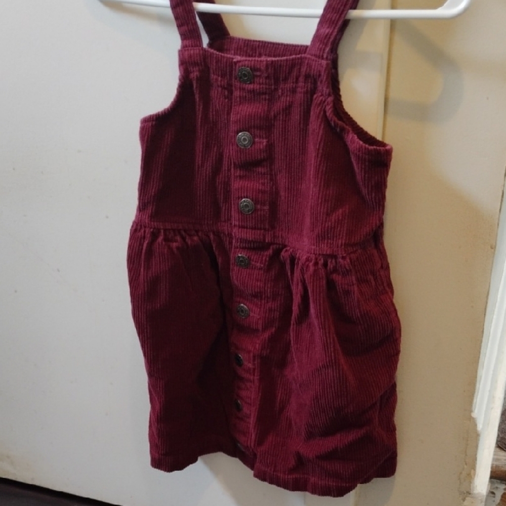 Cat & Jack Girls Maroon Corduroy Overalls